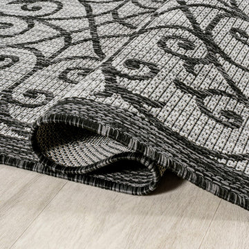 Madrid Vintage Filigree Textured Weave Indoor/outdoor Square Rug